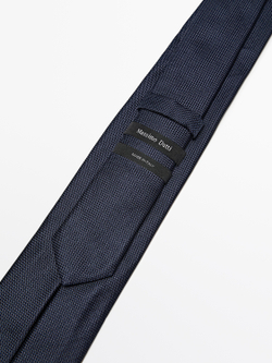 Massimo Dutti Галстук в горошек из 100% чистого шелка, темно-синий