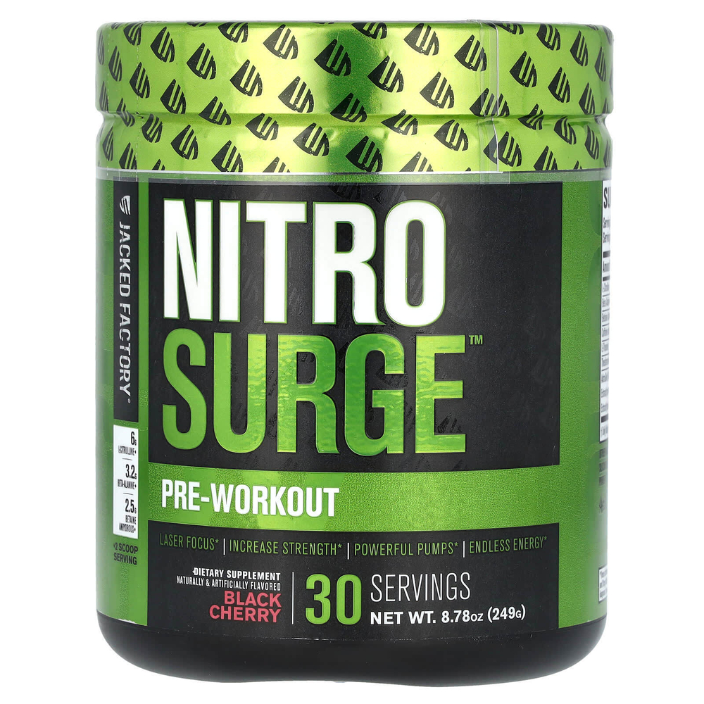 Jacked Factory, Nitro Surge, предтренировочный комплекс, со вкусом черешни, 249 г (8,78 унции)