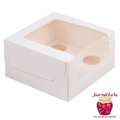Упаковка для капкейков БЕЛАЯ С ОКНОМ (5 ячеек 180*180*100 мм)
