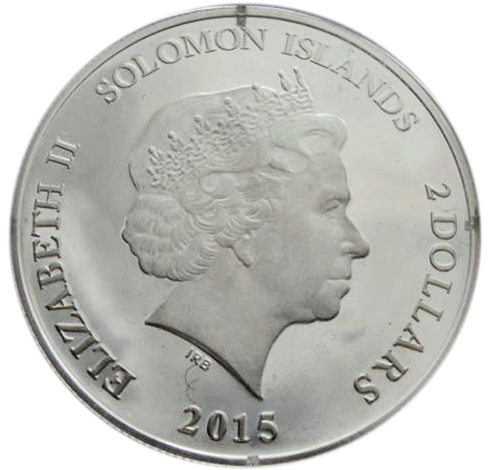 2 доллара. Анубис божество, Древний Египет. Соломоновы о-ва. 2015 г. Серебро