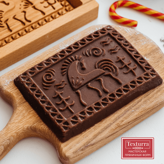 Пряничная форма Конь по мотивам мезенской росписи