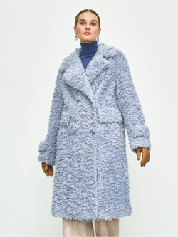 Премиальная шуба чебурашка Люкс эко-мех, голубая, SilverFox