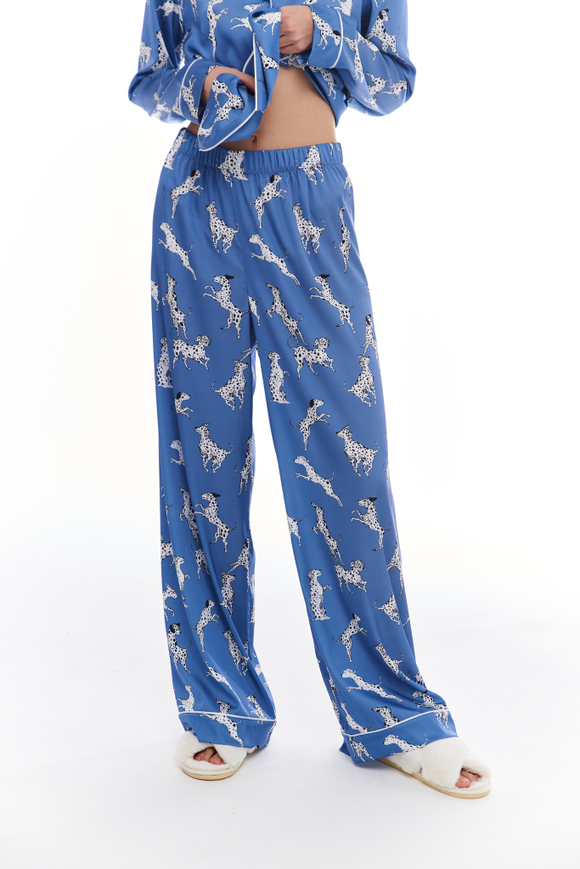 Шелковые брюки с кантом и далматинцами