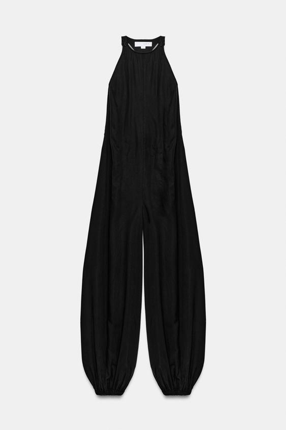 ZARA ЛЕГКИЙ ДЛИННЫЙ КОМБИНЕЗОН, ЧЕРНЫЙ