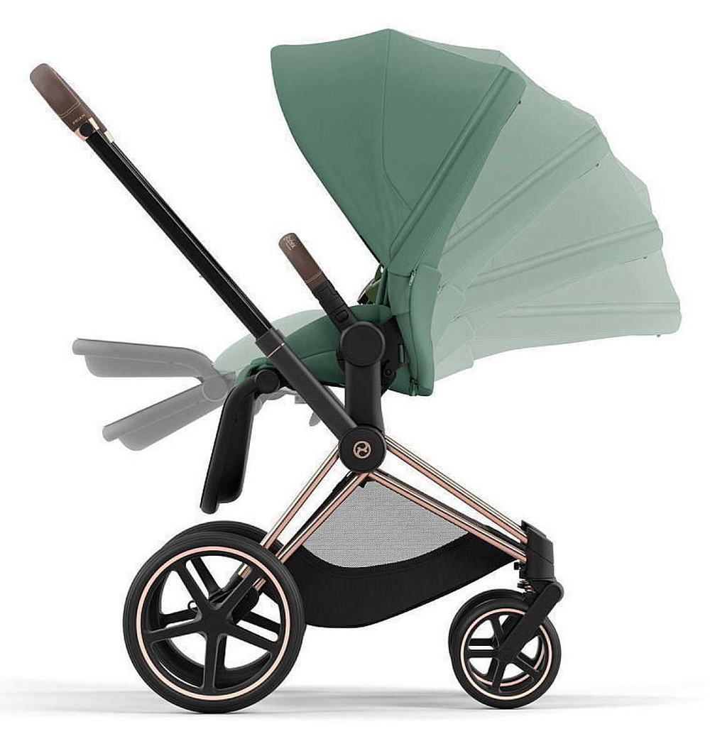 Коляска Cybex Priam IV Rosegold complete Cloud G Stone Grey Plus Base G 3 в 1 Leaf Green