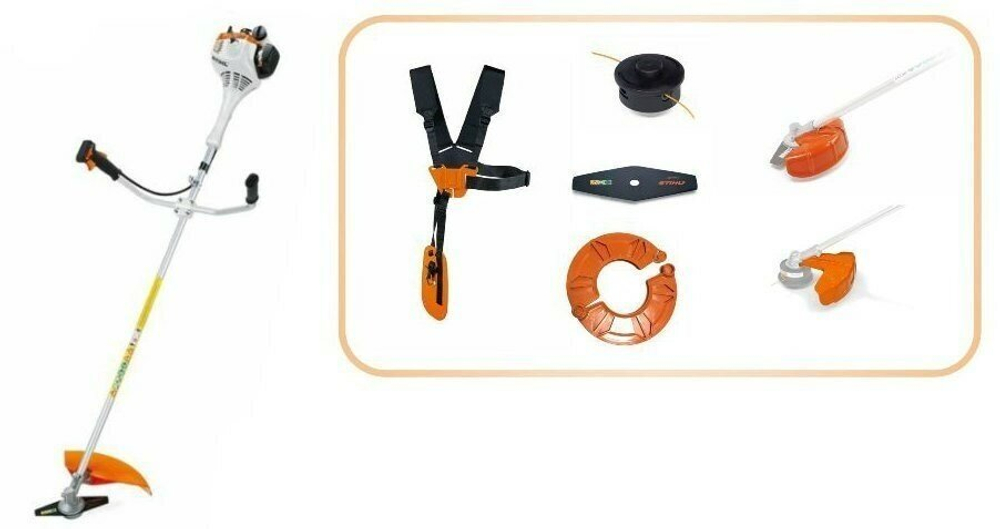 Триммер STIHL FS55 бензиновый, ширина скашивания 55см, полная комплектация с катушкой и ножом ОРИГИНАЛ