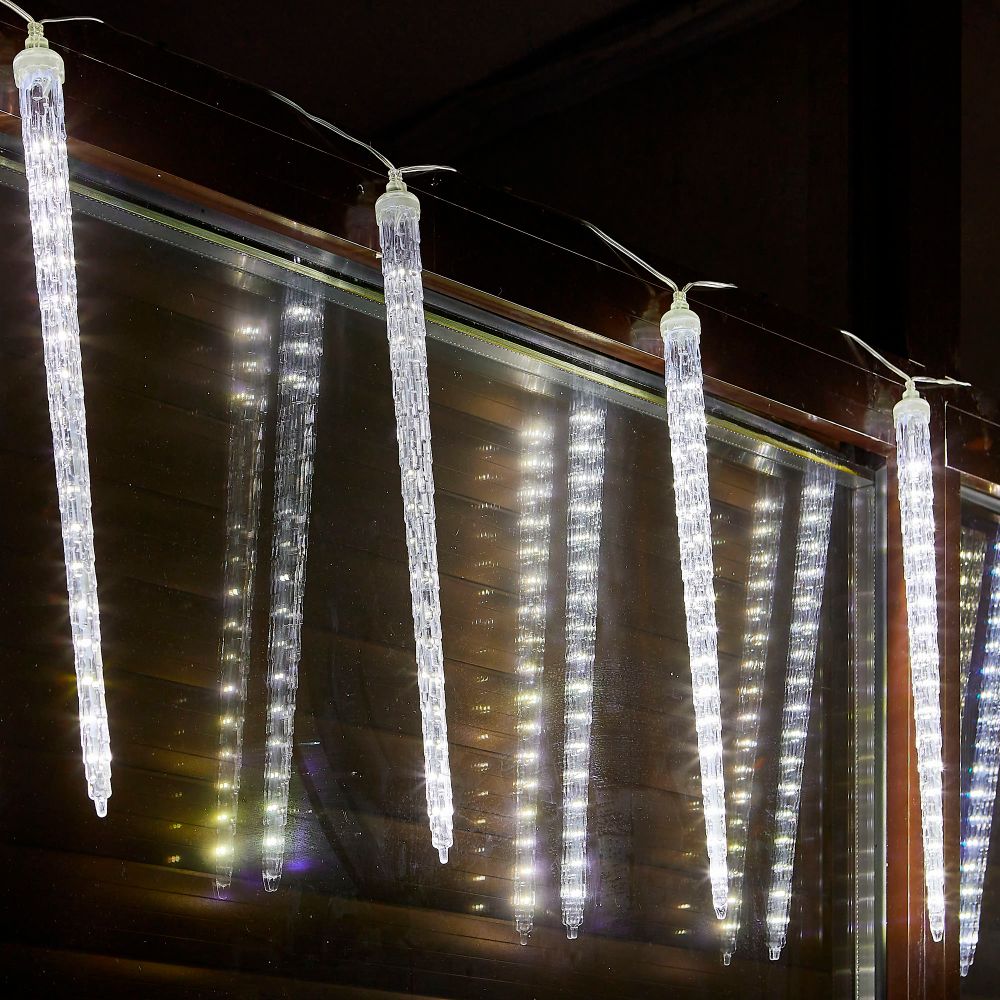 ULD-E3005-300-DTK WHITE IP44 ICICLE Занавес светодиодный фигурный Сосульки. соединяемый. 2.7х0.42м. 10 подвесов. Белый свет. Провод прозрачный. TM Uniel.