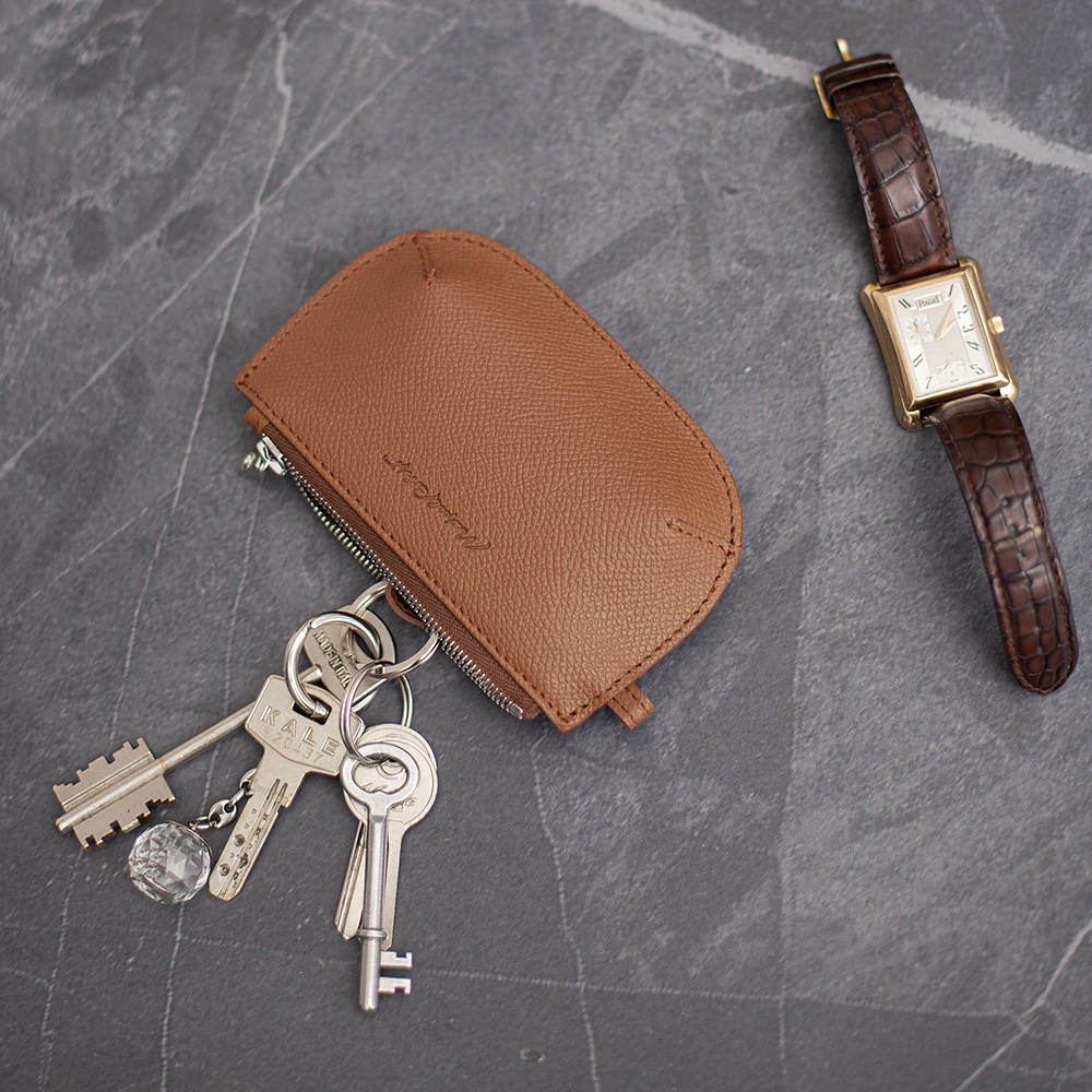 Ключница-кошелек Chatelain из кожи сафьяно, цвета карамель