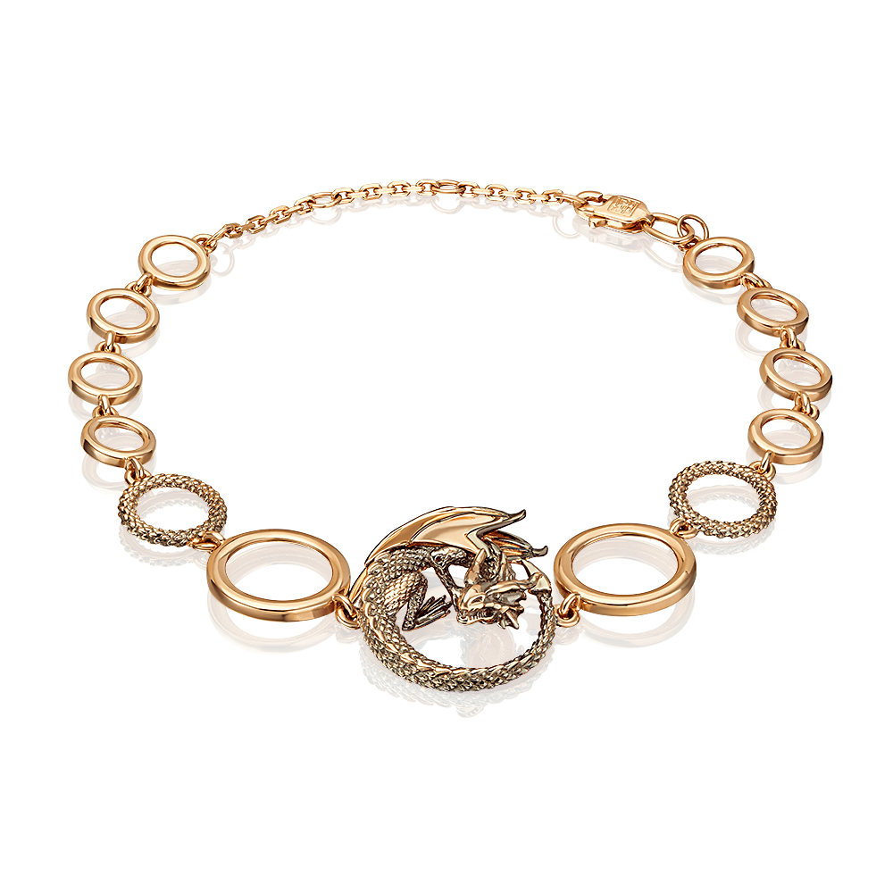 Браслет «Дракон» из красного золота