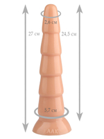 Телесный анальный рельефный стимулятор - 27 см. (Цвет: телесный)