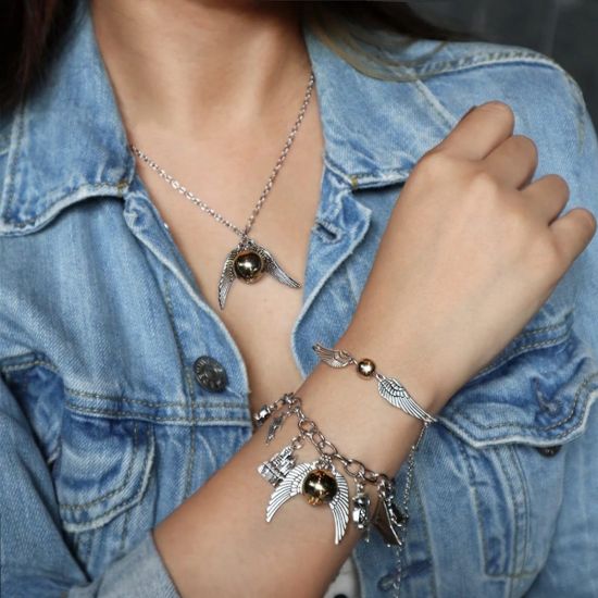 Браслет Гарри Поттер Атрибутика Хогвартса (античное серебро) 22см