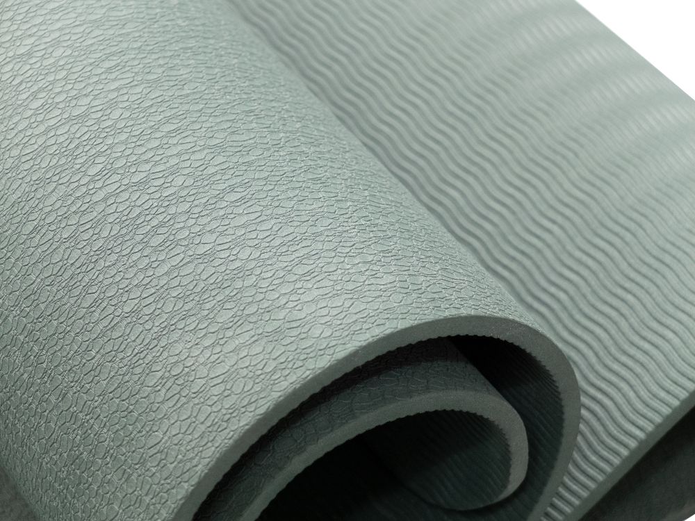 Коврик для йоги и фитнеса 185 х 80 см толщина 8 мм TPE темно-зеленый