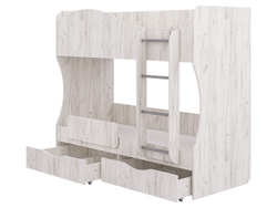 Кровать двухъярусная Кузя с ящиками Крафт светлый