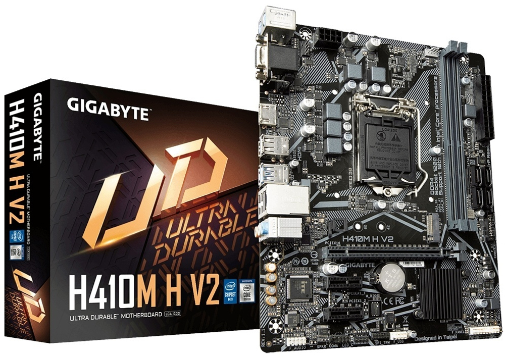 МАТЕРИНСКАЯ ПЛАТА GIGABYTE H410M-H V2, LGA1200, H410, 2XPCI-E, D-SUB+HDMI, 4XSATA, 2DDR4, MATX