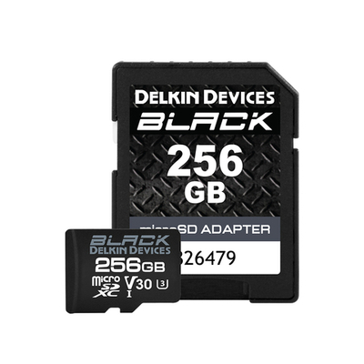 Карта памяти Delkin Devices Black microSDXC 256GB UHS-I U3 V30, R/W 90/90 МБ/с с адаптером