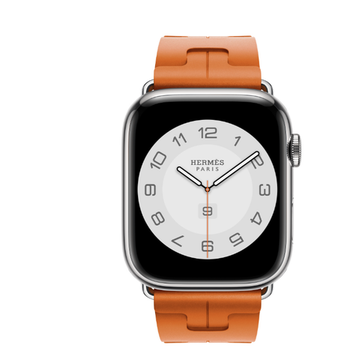 Apple Watch Hermès 45mm Silver Stainless Steel Case with Orange Kilim Single Tour