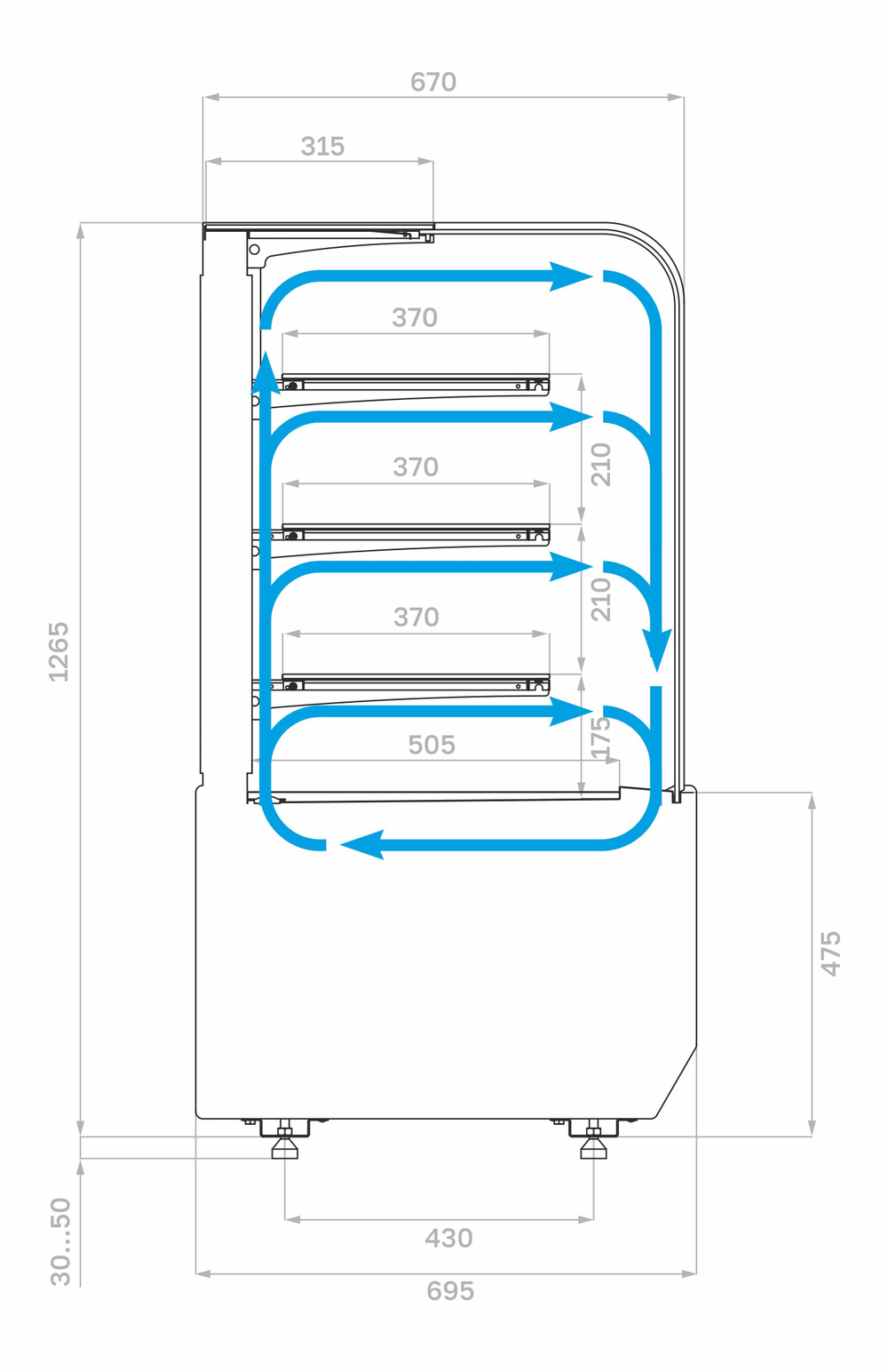 Кондитерская витрина Carboma KR70 VM 1,3-1 LIGHT (RADIUS) (9005-0109)