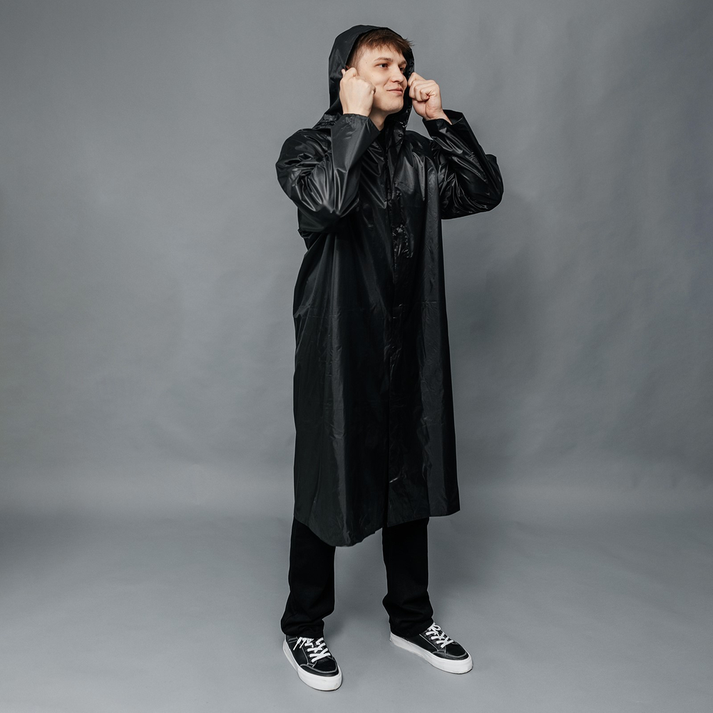 Мужской дождевик-плащ «Чёрный плащ», на молнии, размер 50-54, цвет чёрный