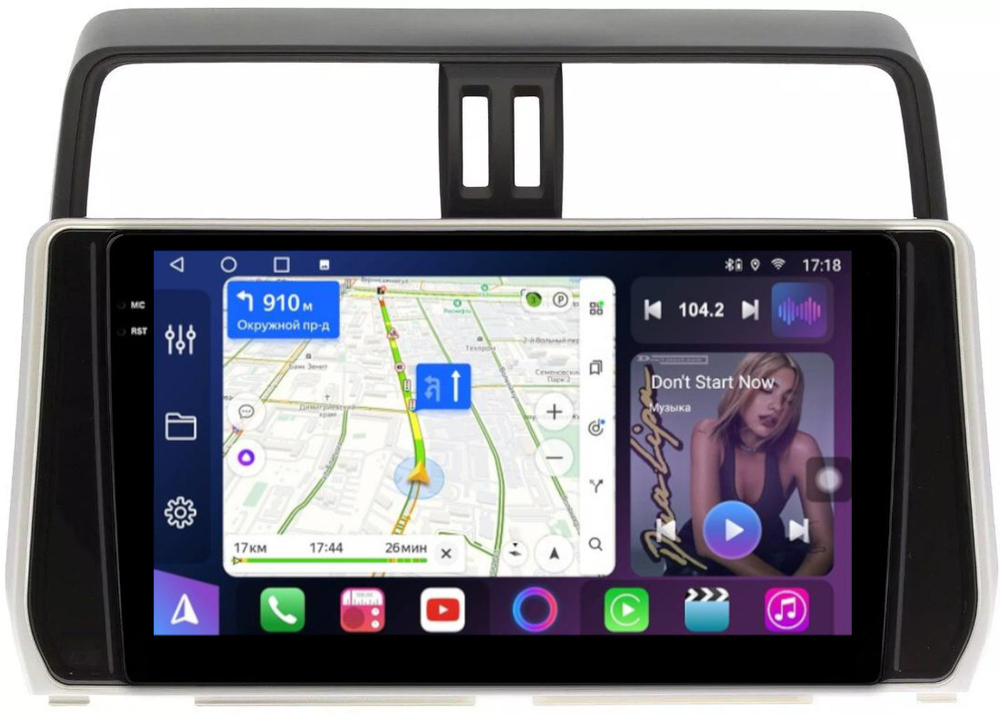 Магнитола Toyota Land Cruiser Prado 150 2017-2023 - FarCar 1053M монитор 10.36" QLED на Android 14, TS18, CarPlay, 4G SIM-слот