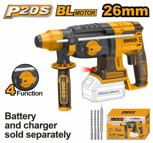 Аккумуляторный перфоратор BL 20В, 2.5 Дж без АКБ и ЗУ SUPER INGCO CRHLI20228 INDUSTRIAL