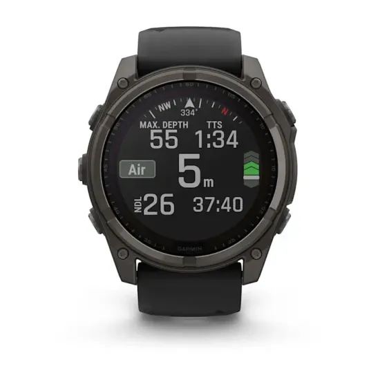 Мультиспортивные GPS часы Garmin Fenix 8X (51 mm) Solar, Sapphire Carbon Gray DLC Titanium with Black/Pebble Gray 010-02907-11