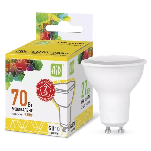 Лампа светодиодная LED-JCDRC-standard 10Вт 230В GU10 3000К 900Лм ASD РАСПРОДАЖА