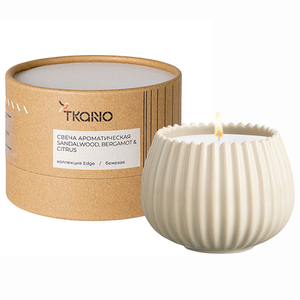 Свеча ароматическая sandalwood, bergamot & citrus из коллекции edge, бежевый, 30 ч