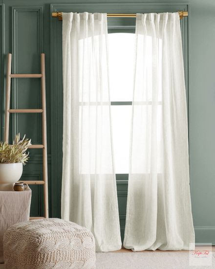 Тюль Шантук лён однотонный (молочный)