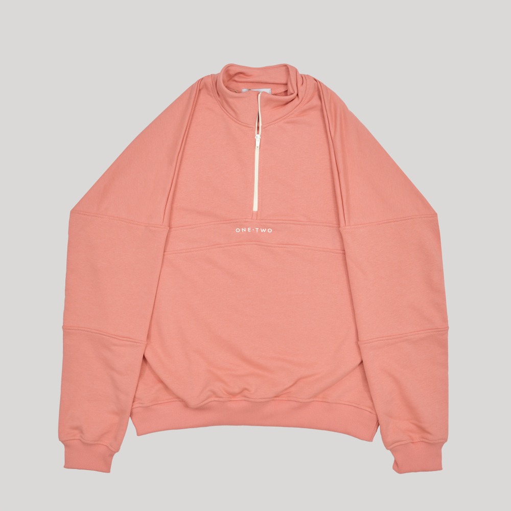 Half-Zipped Sweatshirt LOGO Coral Haze