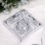 Свечи новогодние «Снежинки»11.5*11*5*3см (набор 5шт), Серебро