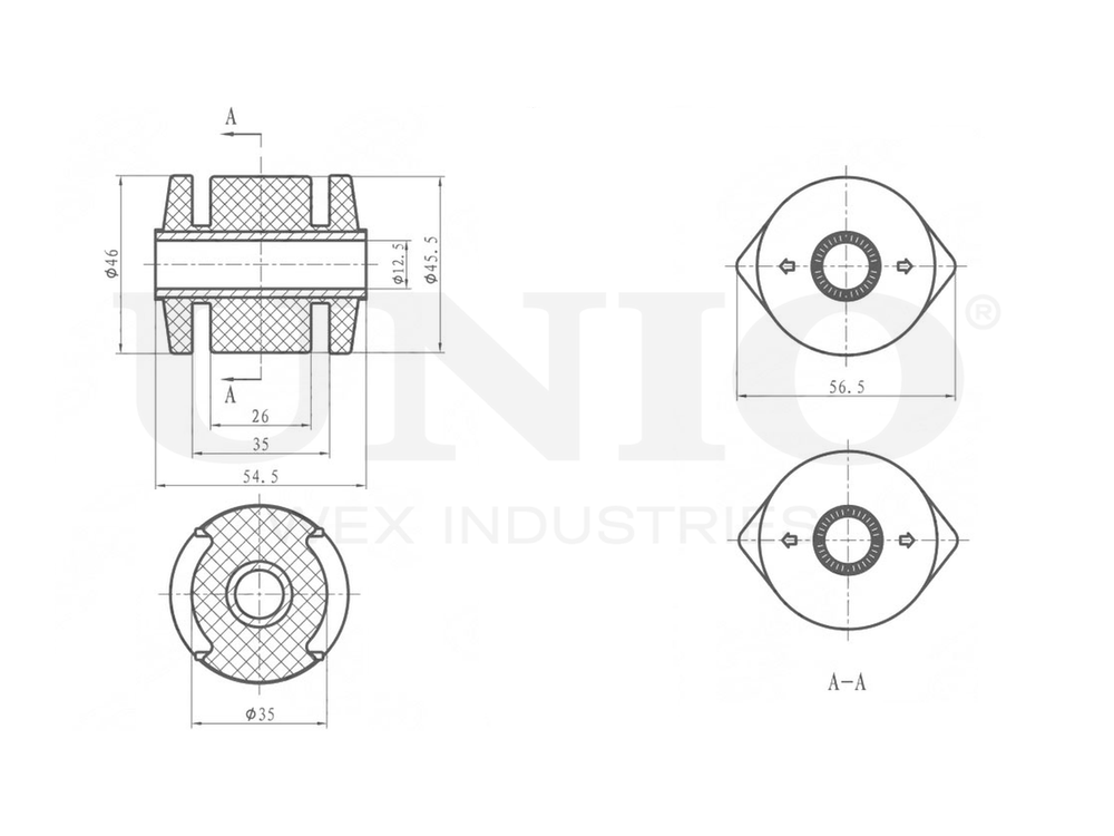 Сайлентблок заднего продольного рычага UNIO RMP-20425