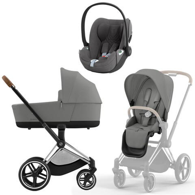 Коляска 3 в 1 Cybex Priam IV Chrome Brown complete и автокресло Cloud T i-Size Mirage Grey Plus Mirage Grey