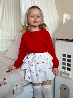 Юбка-шорты из жатого хлопка «Вишенки»