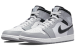 Jordan Air Jordan 1 Mid "Light Smoke Grey" synthetic leather, artificial leather, shock absorption, non-slip, wear-resistant support, mid-top retro basketball shoes, men's gray, white and black