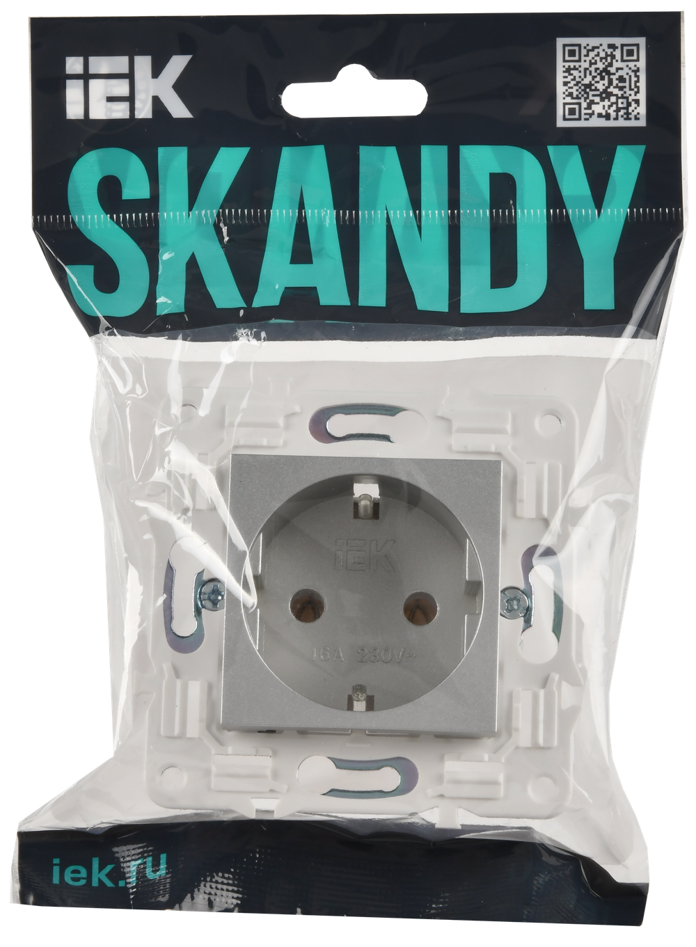 SKANDY Розетка с заземлением без защитных шторок 16А SK-R05S серебряный IEK