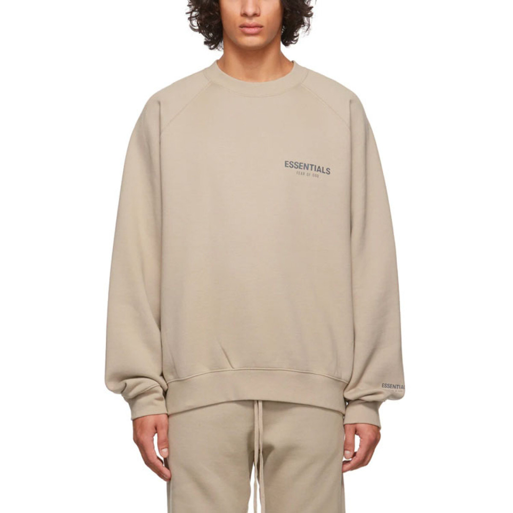 Толстовка Fear of God Essentials Pullover Crewneck String/Tan Logo, FOG-FW21-224