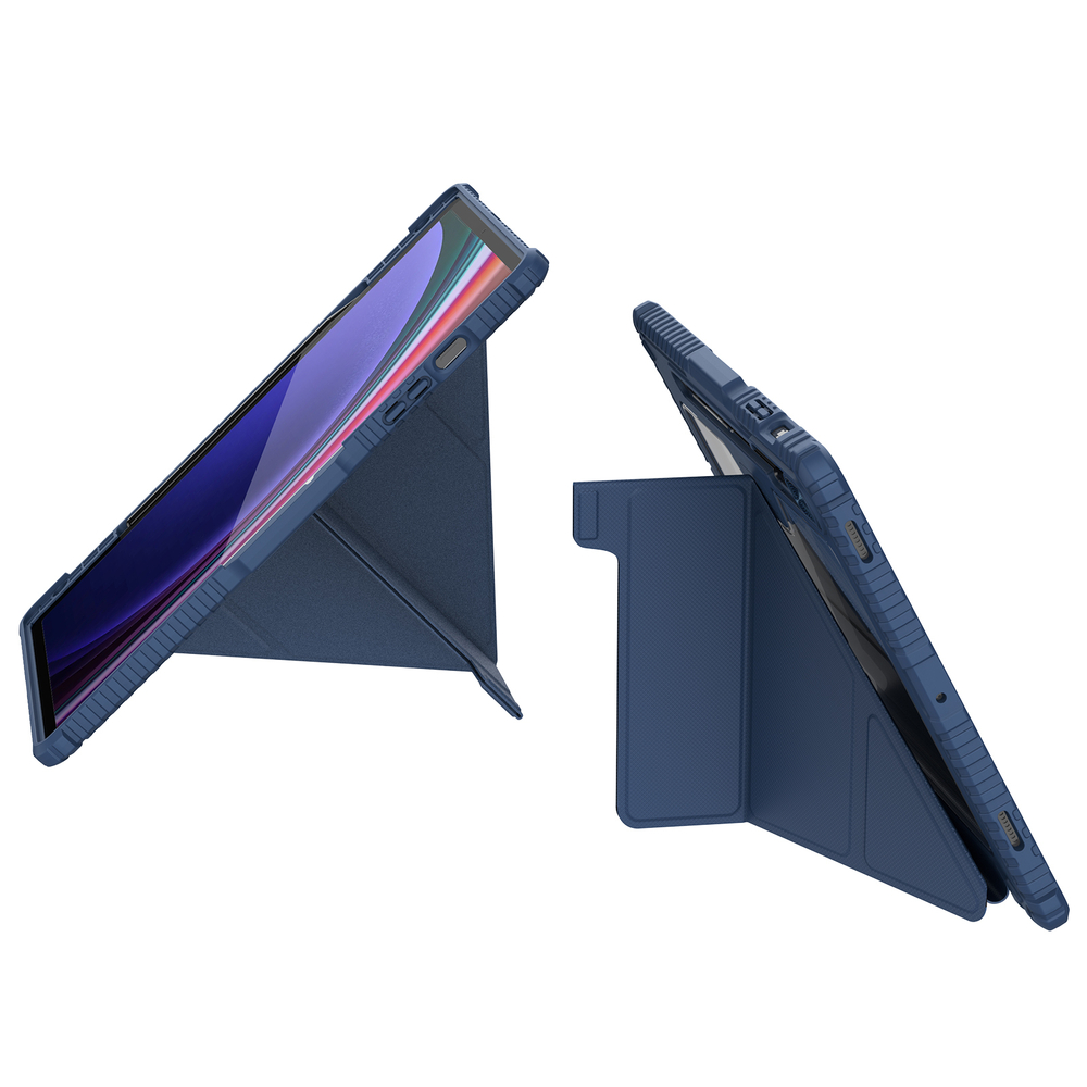 Чехол книжка синего цвета от Nillkin для планшета Samsung Galaxy Tab S9+ Плюс, серия Bumper Pro Case-Multi Angle Folding Style, многофункциональный складной