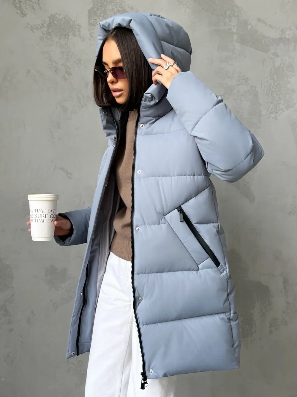 Куртка зимняя удлиненная с капюшоном