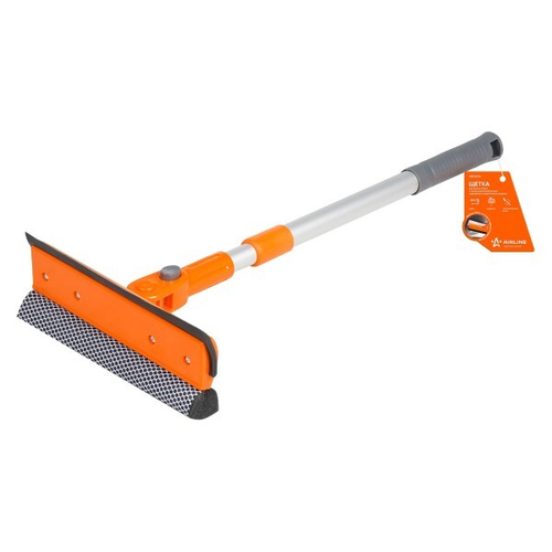 Щетка для мытья стекол с телескопич. ручкой, поролоном и водосгоном складная (50-75 см) (AIRLINE)