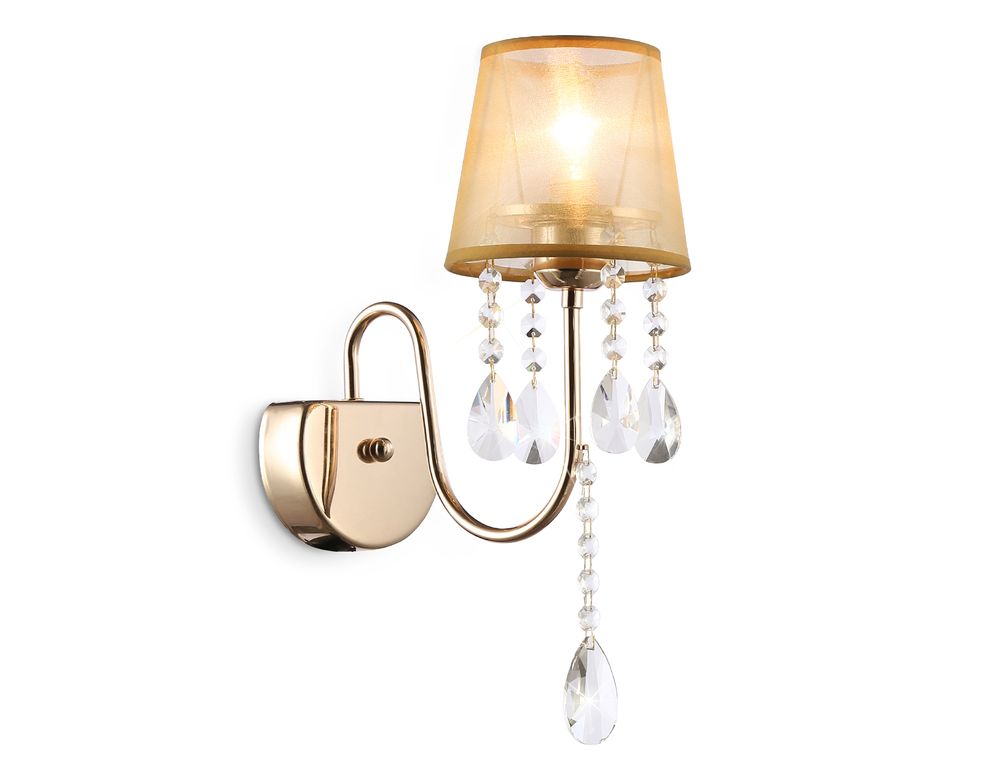 Настенный светильник с абажуром и хрусталем TR4596 GD золото E14 max 40W 460*140*250
