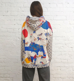 Худи "Слоны и жирафы", творчество нейросети по запросу: слоны и жирафы Сальвадора Дали в технике Василия Кандинского