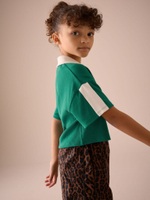 Футболка укороченная с воротником для девочки Next E44-407, Зеленый