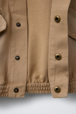 ZARA ХОЛЩОВАЯ КУРТКА С КАПЮШОНОМ, РЫЖЕВАТО-КОРИЧНЕВЫЙ