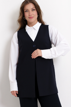 Удлинённый жилет 2980АЕ, Тёмно тёмно син #70ТТСи062980АЕ