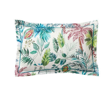 Постельное белье 2 спальное евро Blanc des Vosges Palmeraie Bleu Paon