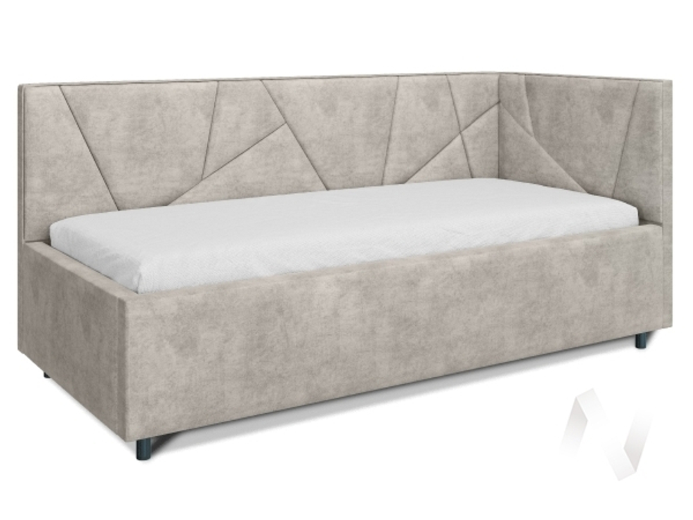 Кровать Рица детская с подъемным механизмом (Боска Лайт VL-2301-18 светло серый; 3 категория) левая