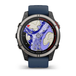 Смарт-часы Garmin Quatix 7 Pro AMOLED, титановый, темно-синий ремешок, 010-02803-81