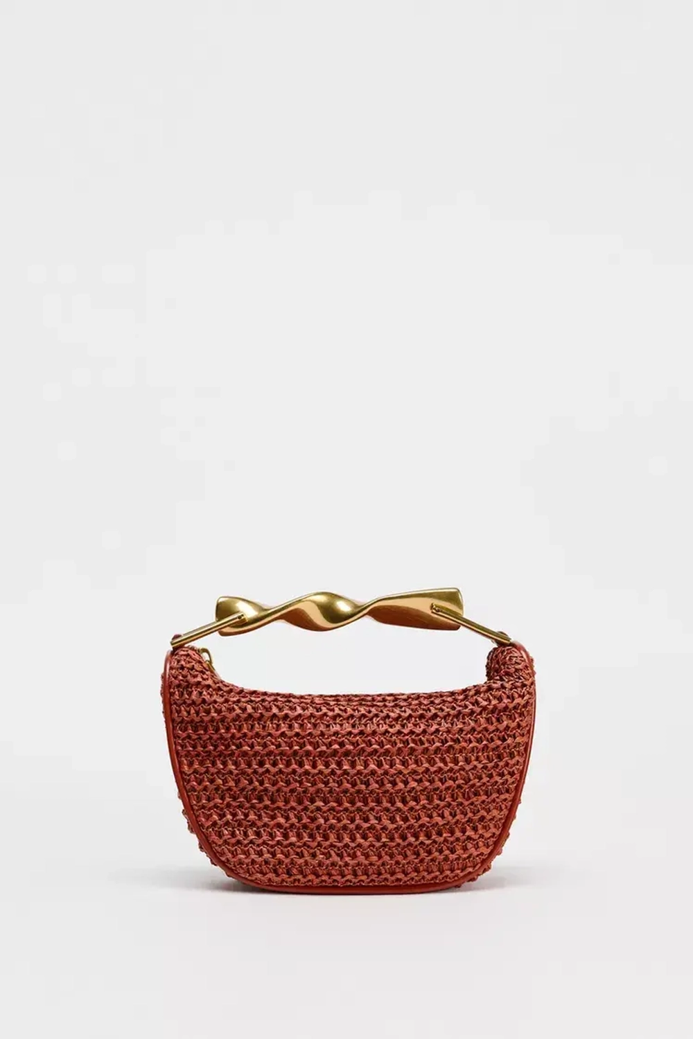 ZARA НЕБОЛЬШАЯ СУМКА С МЕТАЛЛИЧЕСКОЙ РУЧКОЙ, ОРАНЖЕВЫЙ