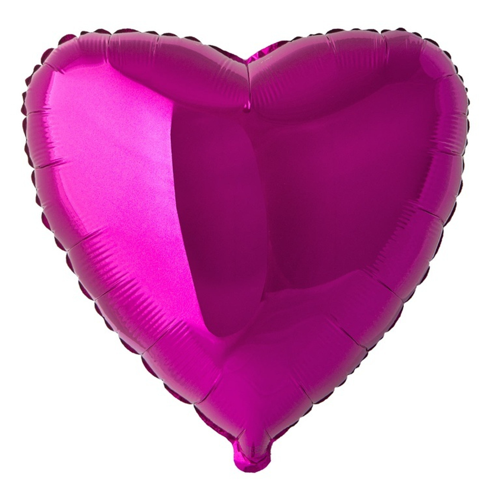 Сердце ярко-розовая фуксия из фольги с гелием 46 см