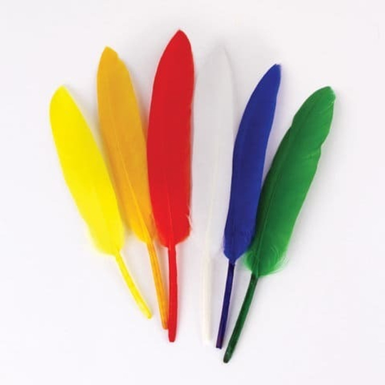 Перья декоративные "ПРЯМЫЕ", 10-15 см, 24 шт., (6 цветов, ЯРКИЕ)